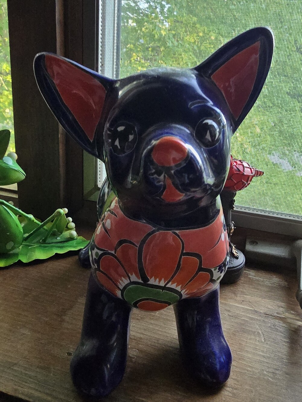 Mexican Pottery Animal Talavera Dog Chihuahua Figure Folk Art Mexico Stoneware